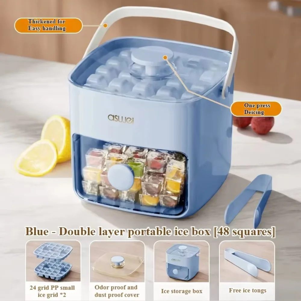 Ice Cube Mold Ice Box Silicone Tray Portable Household Press Large Capacity 48 Grid Ice Storage Food Grade Mold Refrigerator - Image 6
