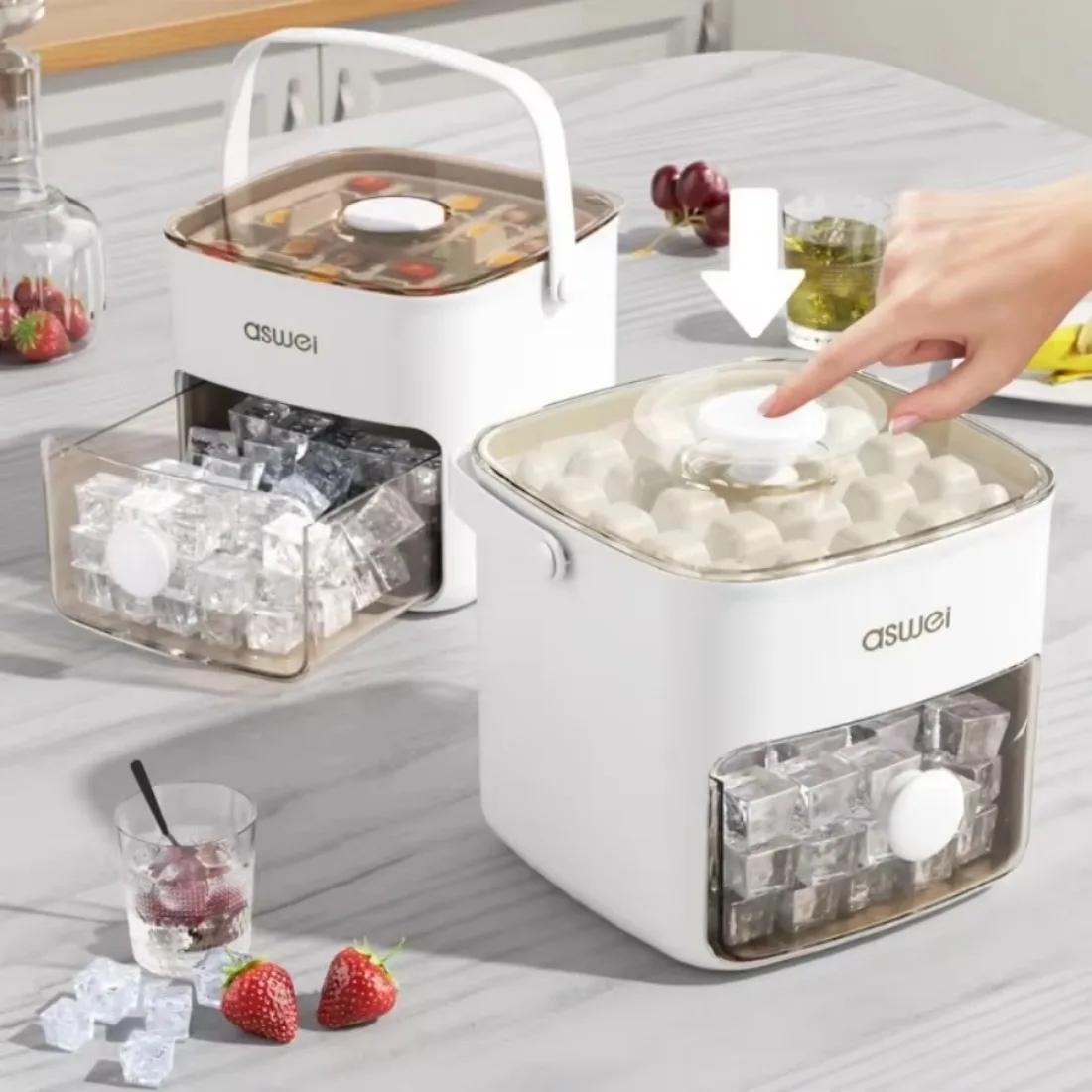 Ice Cube Mold Ice Box Silicone Tray Portable Household Press Large Capacity 48 Grid Ice Storage Food Grade Mold Refrigerator - Image 5