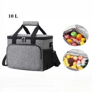 10L Thermal Insulated Lunch Bag Box with Ice Pack Cooler Handbag Crossbody Shoulder Tote for Picnic Camping Food