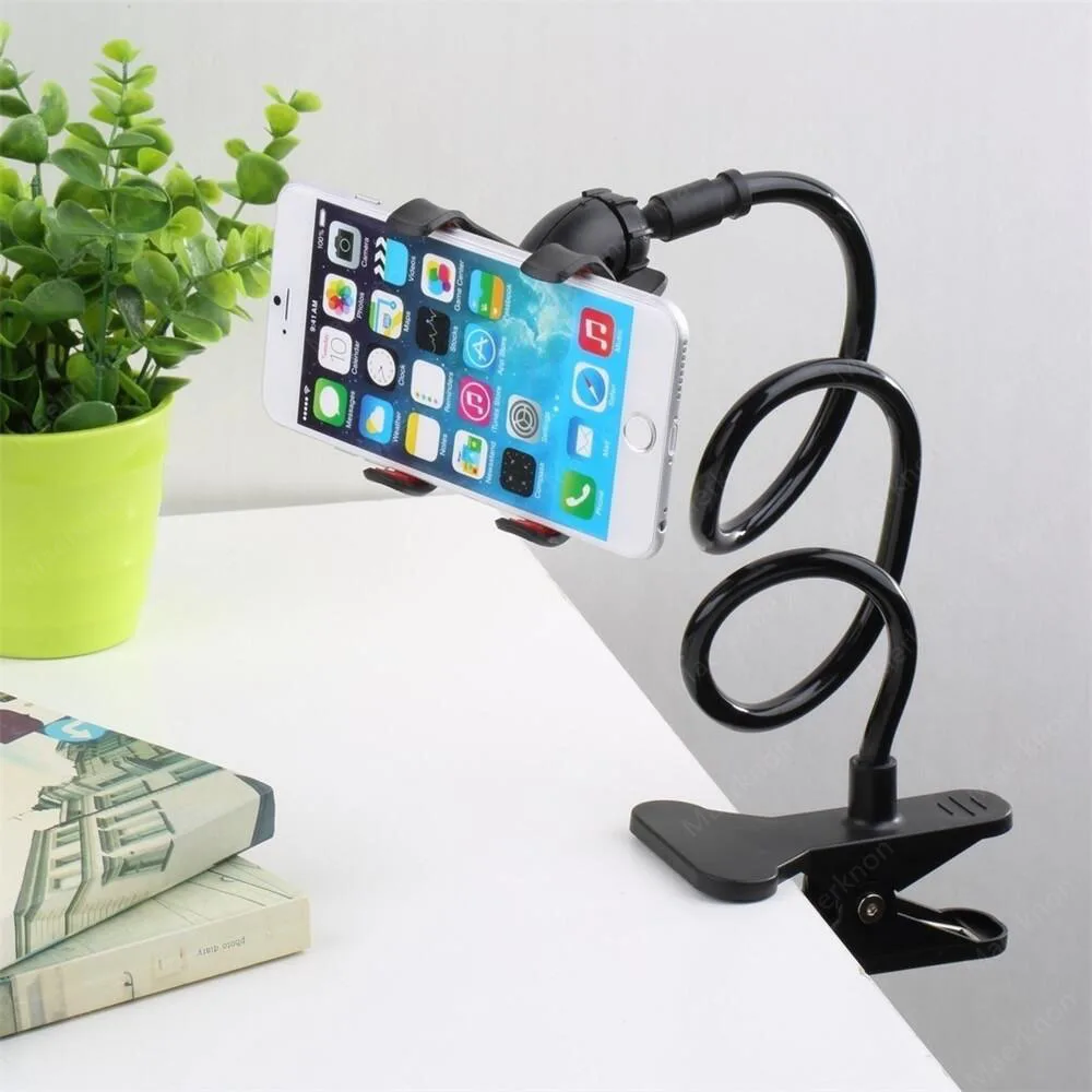 Universal Cell Phone Holder Flexible Long Arm lazy Phone Stand For iPhone Samsung Huawei Xiaomi 360° Rotation Stable Bracket