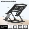 2 in 1 Mobile Phone Laptop Holder Heightening Vertical Heat Dissipation Folding Office Liftable Carbon Steel Bracket Ergonomic