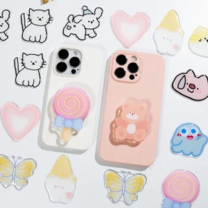 Cute Cartoon Grip Tok Acrylic Foldable Finger Ring Socket Expanding Stand Portable Phone Bracket for iPhone Samsung Cases