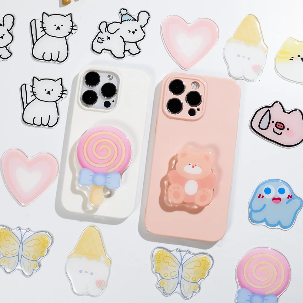 Cute Cartoon Grip Tok Acrylic Foldable Finger Ring Socket Expanding Stand Portable Phone Bracket for iPhone Samsung Cases