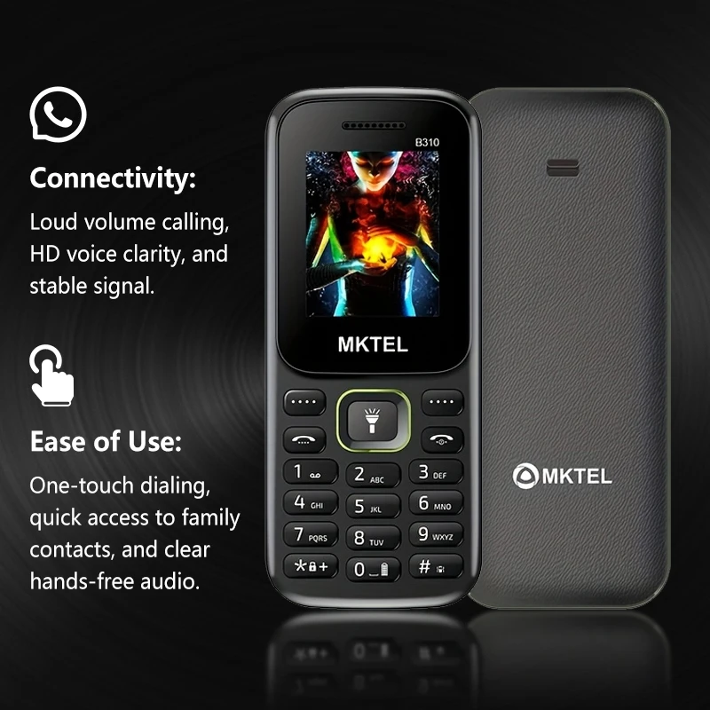 B310 1.77 Inch Dual SIM Feature Phone SC6531E Bluetooth FM Radio MP3 Torch 800mAh Battery Unlocked Basic Mobile Phone - Image 2