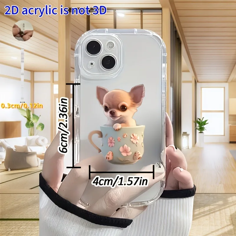 Cute Finger Grip Phone Holder Acrylic 2D Teacup Puppy Phone Stand for iPhone Samsung Xiaomi Folding Grip Mount Finger Ring - Image 6