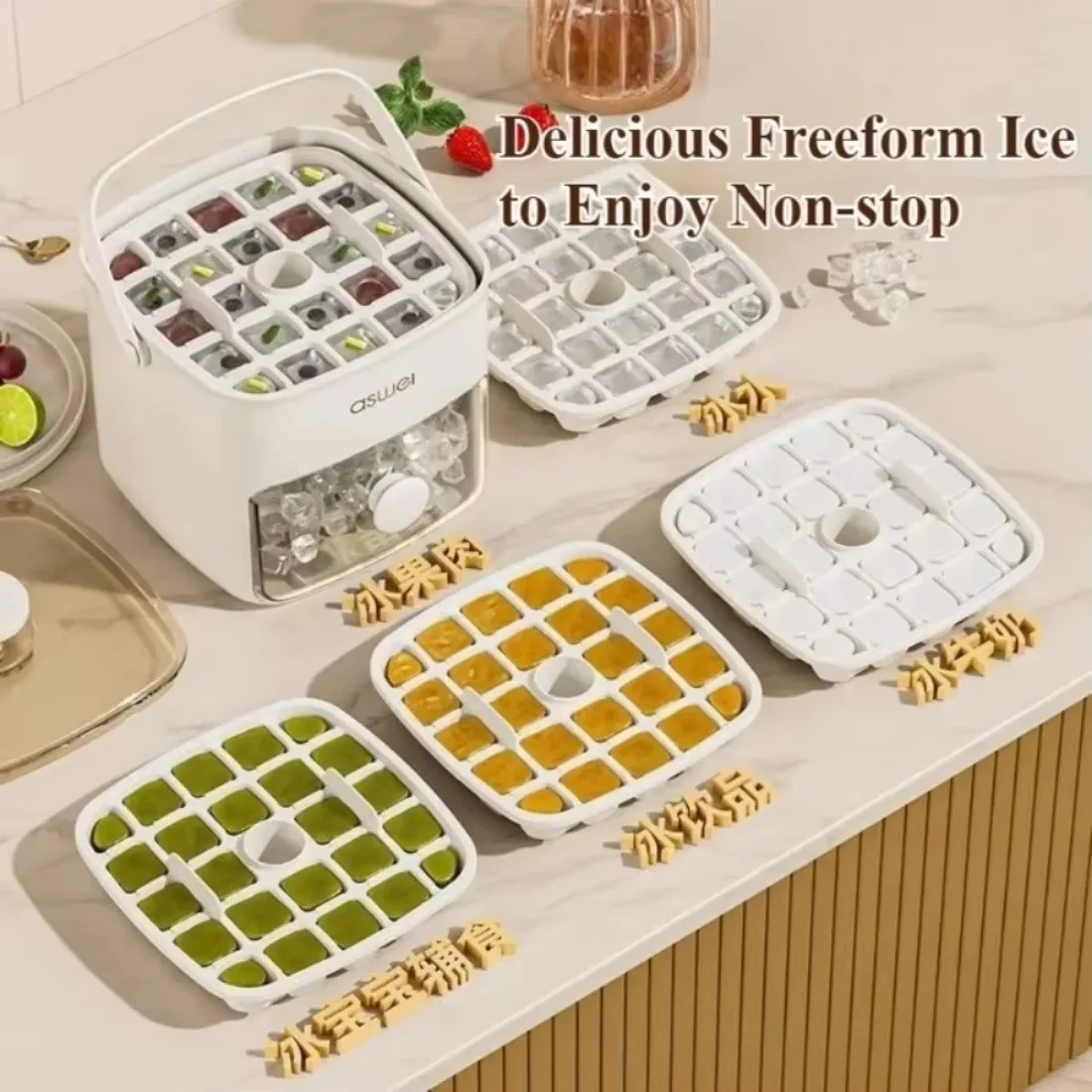 Ice Cube Mold Ice Box Silicone Tray Portable Household Press Large Capacity 48 Grid Ice Storage Food Grade Mold Refrigerator - Image 3