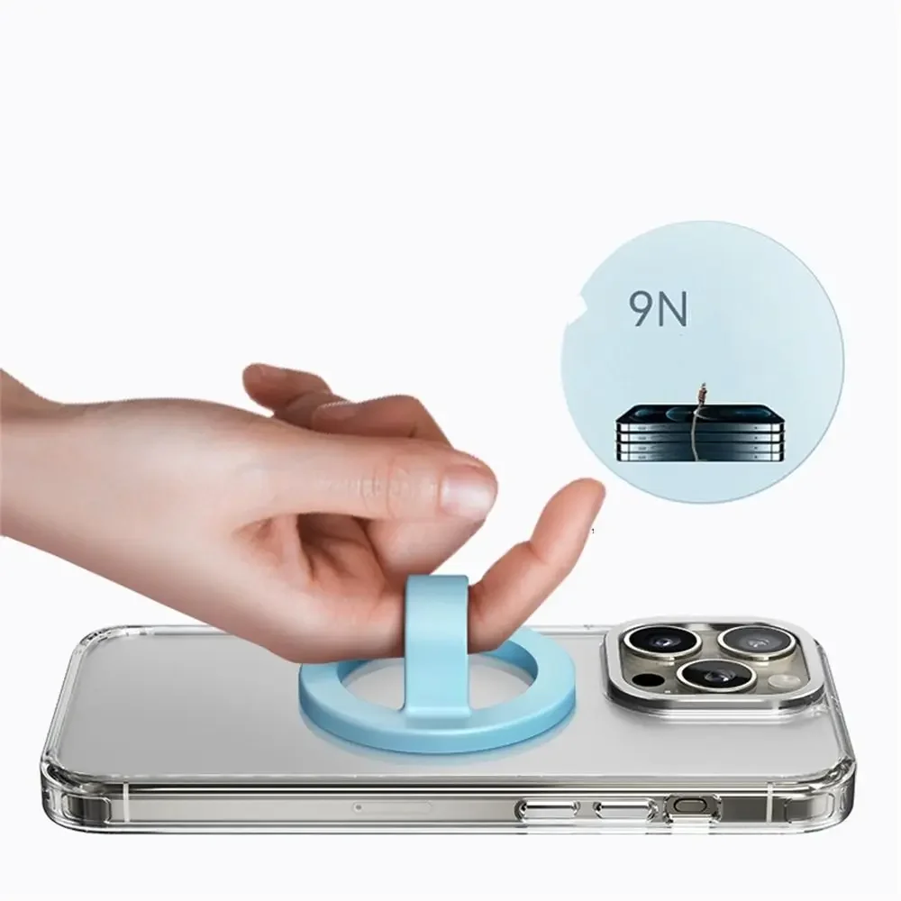 For Magsafe Silicone Magnetic Phone Back Grip Metal Plate Ring Strong Adsorption Finger Ring Holder Anti-fall Phone Mount - Image 5