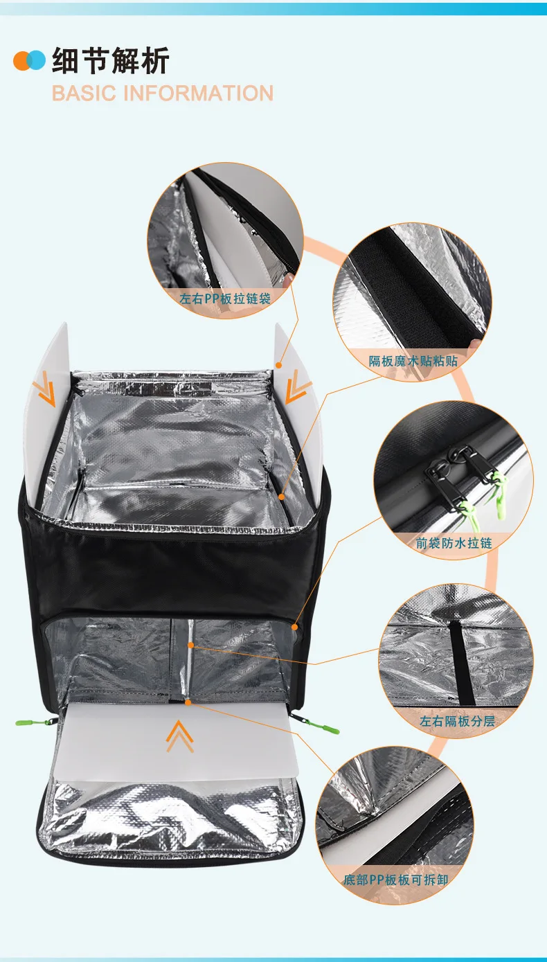 Insulated Pizza Delivery Bag – Multi-Compartment, Waterproof Commercial Carrier - Image 6