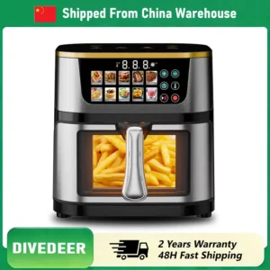 DIVEDEER Air Fryer Stainless Steel See-Through Air Fryer PC Edition Smart Home Electric Fryer Large Capacity