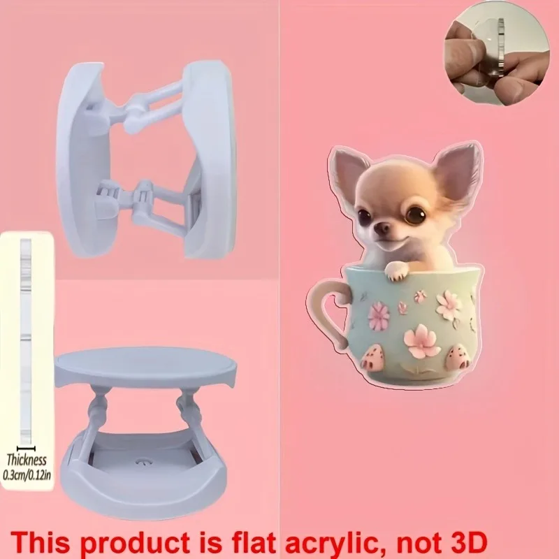 Cute Finger Grip Phone Holder Acrylic 2D Teacup Puppy Phone Stand for iPhone Samsung Xiaomi Folding Grip Mount Finger Ring - Image 5