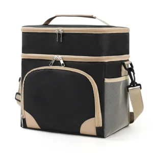 Insulated Picnic Bag for Outdoor Double Layer Lunch Tote Shoulder Sling Ice Pack Commuter Meal Thermal Cooler Cross Border