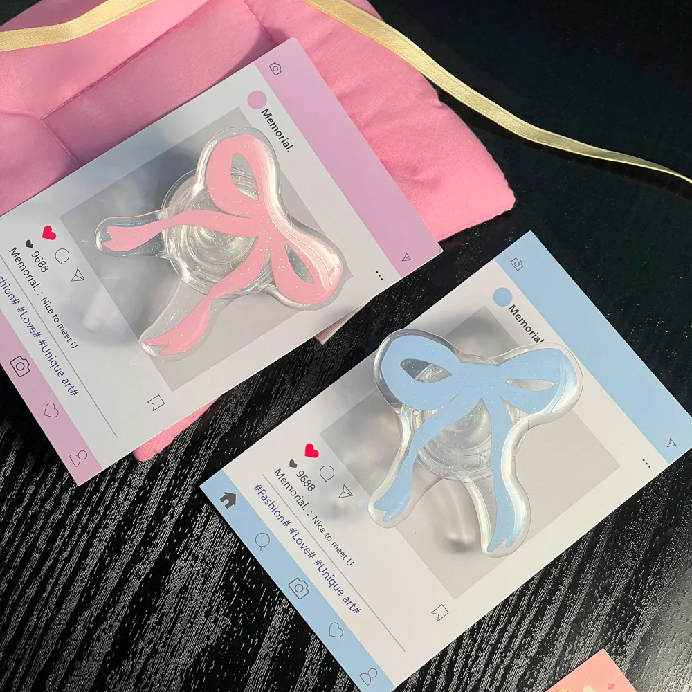 Cute Butterfly Bowknot Acrylic Grip Tok Finger Ring Trendy Phone Stand Socket Accessories for iPhone Xiaomi Samsung - Image 4