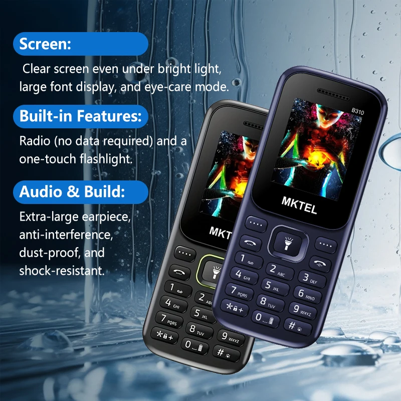 B310 1.77 Inch Dual SIM Feature Phone SC6531E Bluetooth FM Radio MP3 Torch 800mAh Battery Unlocked Basic Mobile Phone - Image 4